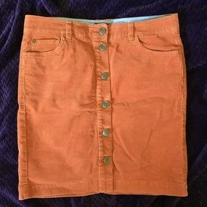 Tommy Hilfiger Orange Corduroy Button Up Skirt